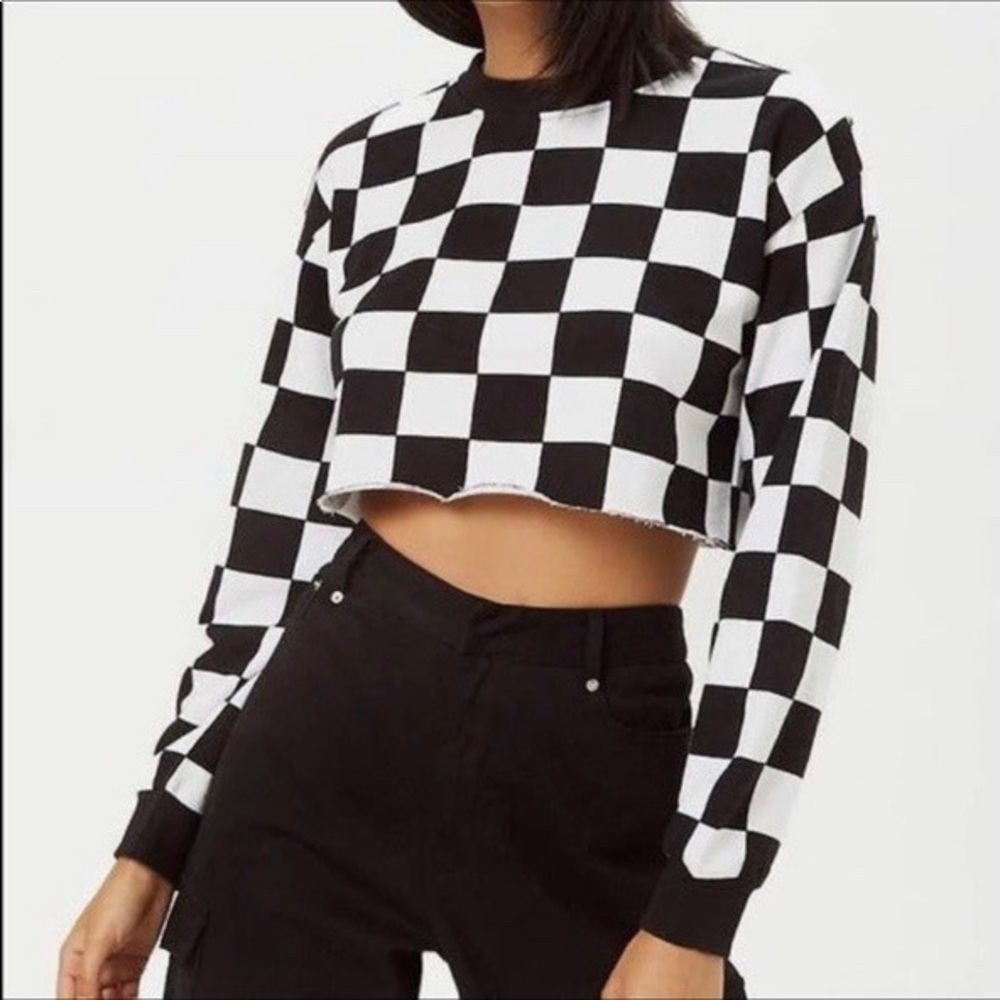 checkered print crop top